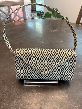 Poesis Tribal Ikat Pattern Boho Shoulder Bag Clutch Y2K Retro